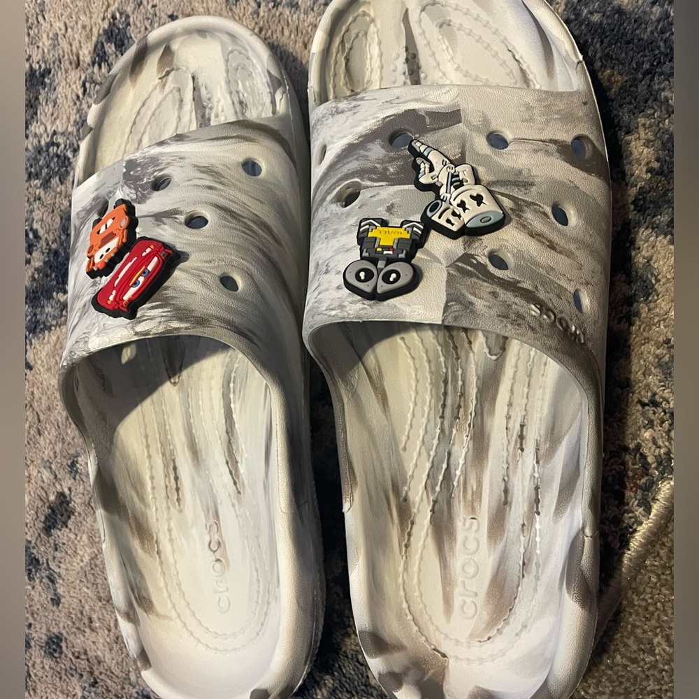 Crocs Gray and White Sandals